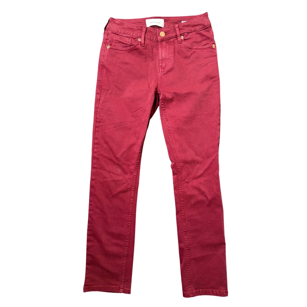 Dear John Jeans Womens 24 Blaire Straight Burgundy High Rise Stretch Denim